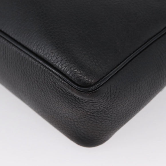 CELINE Shoulder Bag Leather Black Gold Auth 173699
