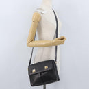 CELINE Shoulder Bag Leather Black Gold Auth 173699-25