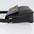 CELINE Shoulder Bag Leather Black Gold Auth 173699-4