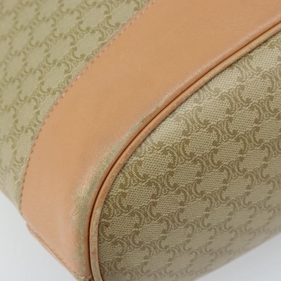 CELINE Macadam Canvas Shoulder Bag PVC Beige Gold Auth 173701
