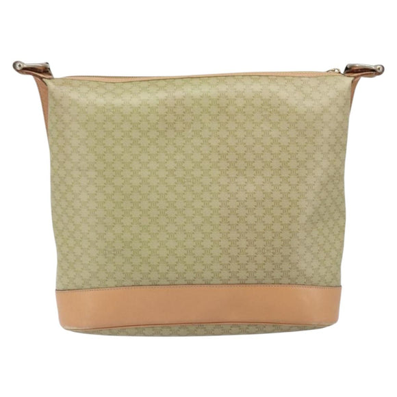 CELINE Macadam Canvas Shoulder Bag PVC Beige Gold Auth 173701