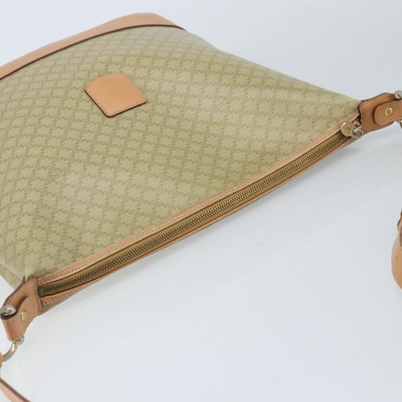 CELINE Macadam Canvas Shoulder Bag PVC Beige Gold Auth 173701