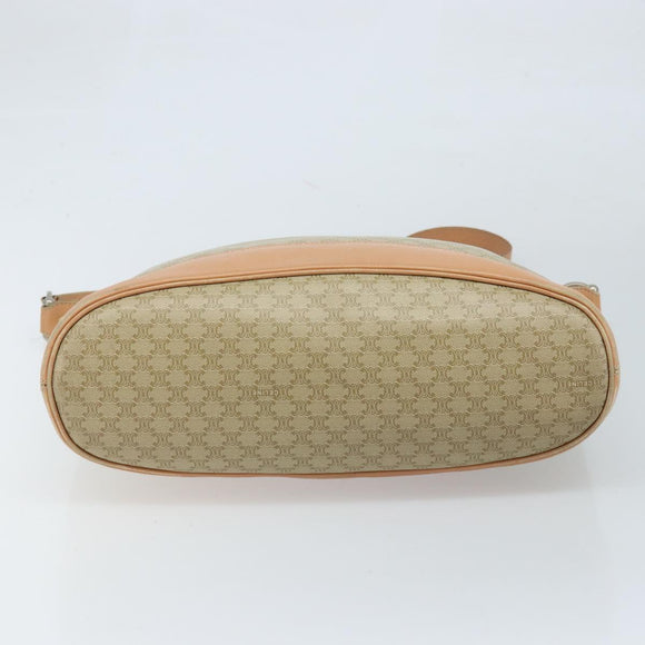CELINE Macadam Canvas Shoulder Bag PVC Beige Gold Auth 173701