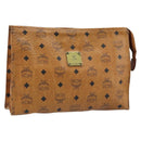 MCM Logogram Vicetos Clutch Bag PVC Leather Brown Auth 173703-1