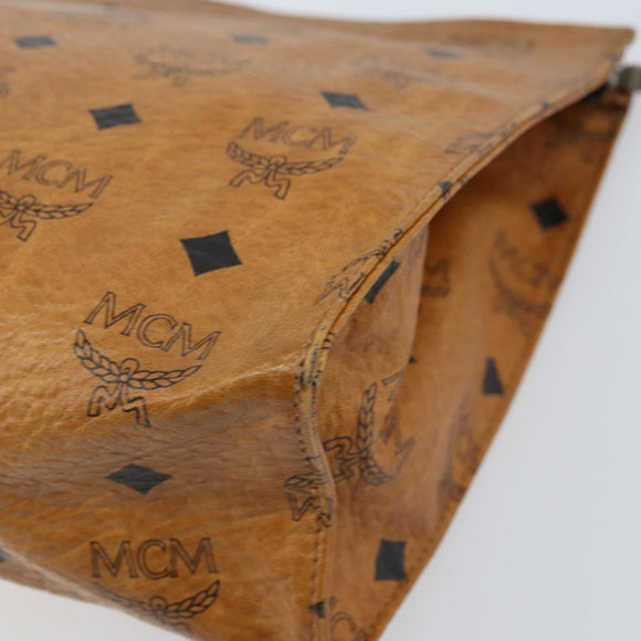 MCM Logogram Vicetos Clutch Bag PVC Leather Brown Auth 173703