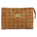 MCM Logogram Vicetos Clutch Bag PVC Leather Brown Auth 173703-2