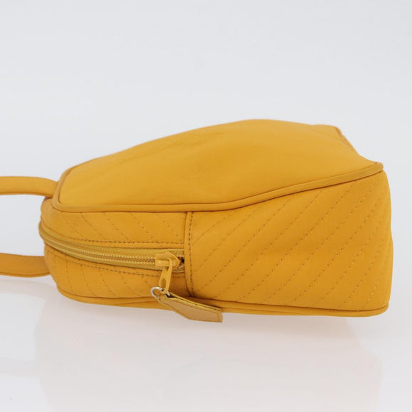 SAINT LAURENT Handtas Nylon Geel Goud Auth 173709