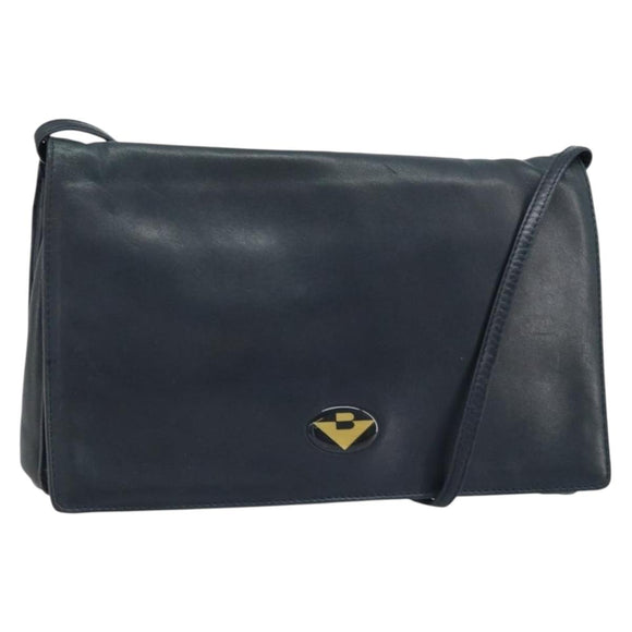 BOTTEGA VENETA Umhängetasche Leder Schwarz Gold Auth 173710