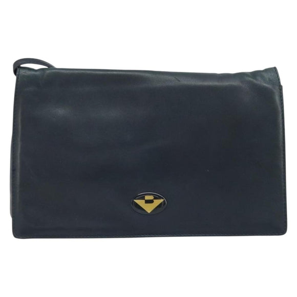 BOTTEGA VENETA Umhängetasche Leder Schwarz Gold Auth 173710