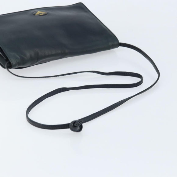 BOTTEGA VENETA Umhängetasche Leder Schwarz Gold Auth 173710
