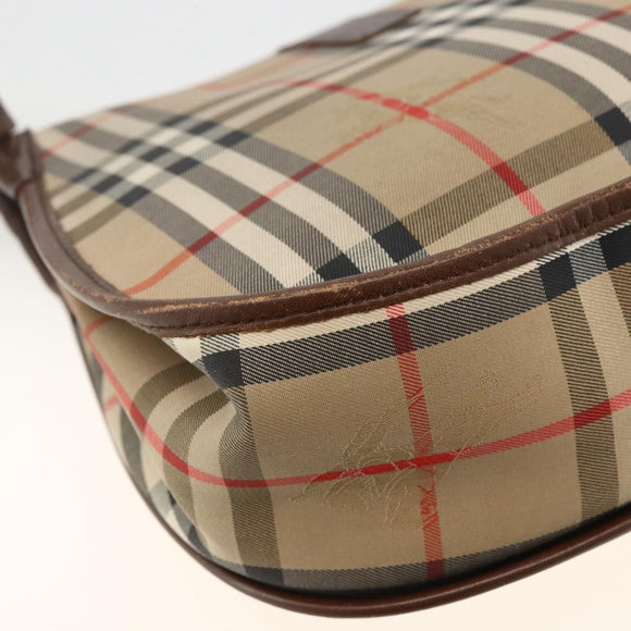 Burberrys Nova Check Shoulder Bag Canvas Leather Beige Gold Auth 173711