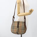 Burberrys Nova Check Shoulder Bag Canvas Leather Beige Gold Auth 173711-21