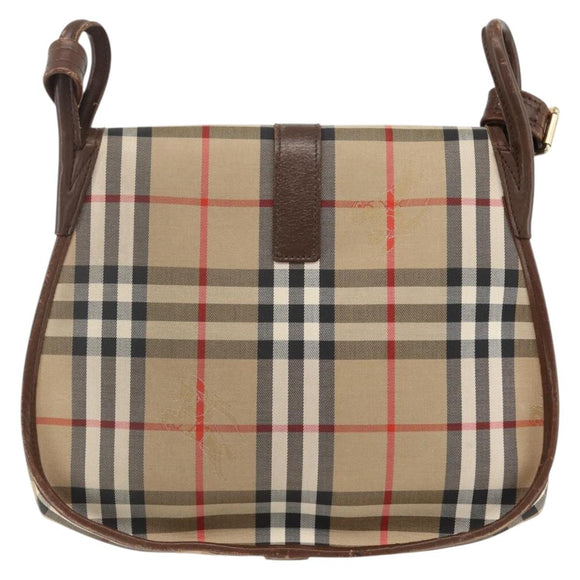 Burberrys Nova Check Shoulder Bag Canvas Leather Beige Gold Auth 173711