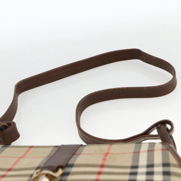Burberrys Nova Check Shoulder Bag Canvas Leather Beige Gold Auth 173711
