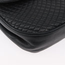 BALLY Quilted Chain Shoulder Bag Leather Black Gold Auth 173712-9
