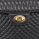 BALLY Quilted Chain Shoulder Bag Leather Black Gold Auth 173712-17