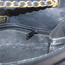 BALLY Quilted Chain Shoulder Bag Leather Black Gold Auth 173712-20