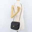 BALLY Quilted Chain Shoulder Bag Leather Black Gold Auth 173712-21