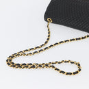 BALLY Quilted Chain Shoulder Bag Leather Black Gold Auth 173712-7