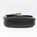 BALLY Quilted Chain Shoulder Bag Leather Black Gold Auth 173712-5