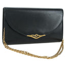CARTIER Saphir-Linie Ketten-Schultertasche Leder Schwarz Gold Auth 173713A-1