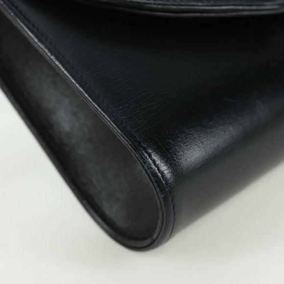 CARTIER Saphir-Linie Ketten-Schultertasche Leder Schwarz Gold Auth 173713A