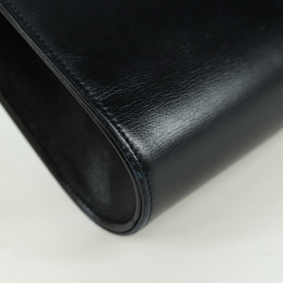 CARTIER Saphir-Linie Ketten-Schultertasche Leder Schwarz Gold Auth 173713A