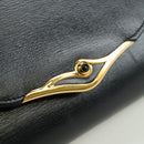 CARTIER Saphir-Linie Ketten-Schultertasche Leder Schwarz Gold Auth 173713A-18