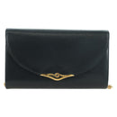 CARTIER Saphir-Linie Ketten-Schultertasche Leder Schwarz Gold Auth 173713A-13