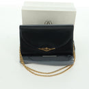 CARTIER Saphir-Linie Ketten-Schultertasche Leder Schwarz Gold Auth 173713A-12