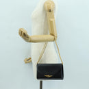 CARTIER Saphir-Linie Ketten-Schultertasche Leder Schwarz Gold Auth 173713A-23