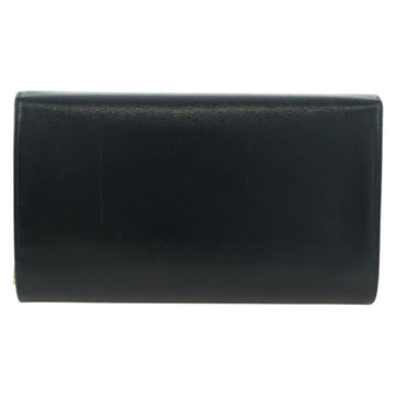 CARTIER Sapphire Line Chain Shoulder Bag Leather Black Gold Auth 173713A - 0