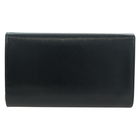 CARTIER Saphir-Linie Ketten-Schultertasche Leder Schwarz Gold Auth 173713A