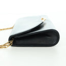CARTIER Saphir-Linie Ketten-Schultertasche Leder Schwarz Gold Auth 173713A-3