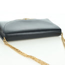 CARTIER Saphir-Linie Ketten-Schultertasche Leder Schwarz Gold Auth 173713A-6