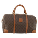 CELINE Macadam Canvas Boston Bag PVC Leather Brown Gold Auth 173776-1