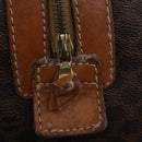 CELINE Macadam Canvas Boston Bag PVC Leather Brown Gold Auth 173776-10