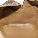 CELINE Macadam Canvas Boston Bag PVC Leather Brown Gold Auth 173776-20