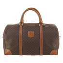 CELINE Macadam Canvas Boston Bag PVC Leather Brown Gold Auth 173776-13