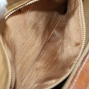 CELINE Macadam Canvas Boston Bag PVC Leather Brown Gold Auth 173776-22