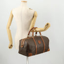 CELINE Macadam Canvas Boston Bag PVC Leather Brown Gold Auth 173776-23