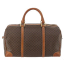 CELINE Macadam Canvas Boston Bag PVC Leather Brown Gold Auth 173776-2