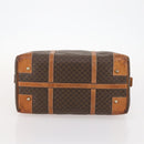 CELINE Macadam Canvas Boston Bag PVC Leather Brown Gold Auth 173776-5