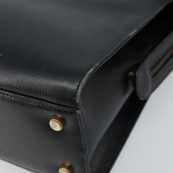 Salvatore Ferragamo Handtasche Leder Schwarz Gold Auth 173778