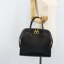 Salvatore Ferragamo Handtasche Leder Schwarz Gold Auth 173778-22
