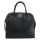 Salvatore Ferragamo Handtasche Leder Schwarz Gold Auth 173778-13