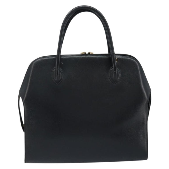 Salvatore Ferragamo Handtasche Leder Schwarz Gold Auth 173778
