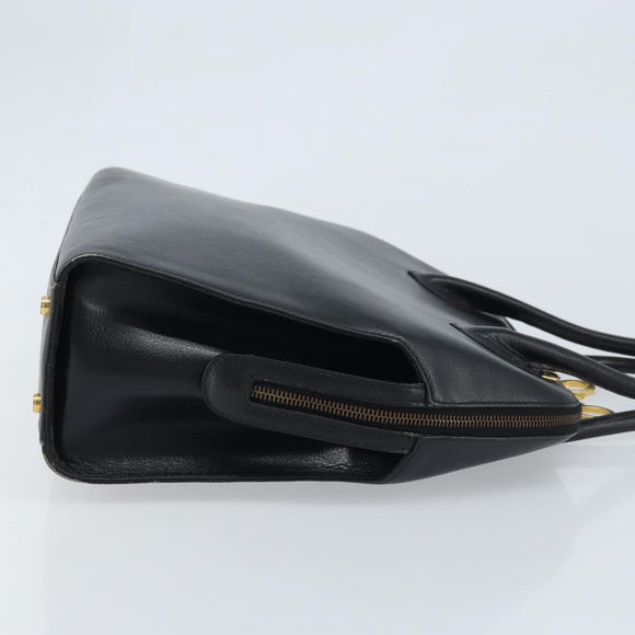 Salvatore Ferragamo Handtasche Leder Schwarz Gold Auth 173778
