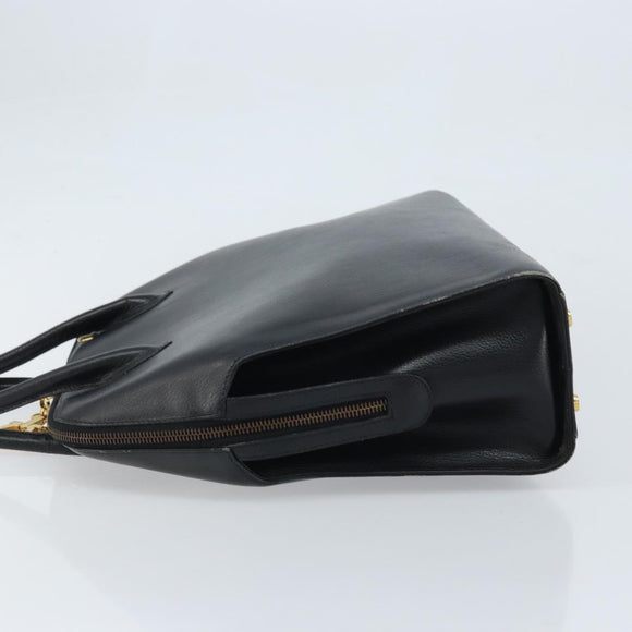 Salvatore Ferragamo Handtasche Leder Schwarz Gold Auth 173778