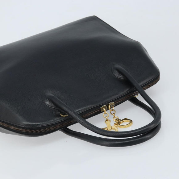 Salvatore Ferragamo Handtasche Leder Schwarz Gold Auth 173778